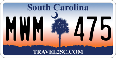SC license plate MWM475
