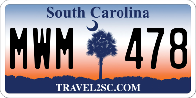 SC license plate MWM478