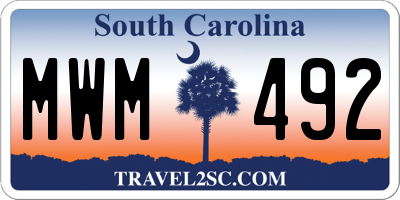 SC license plate MWM492