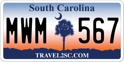 SC license plate MWM567