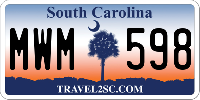 SC license plate MWM598