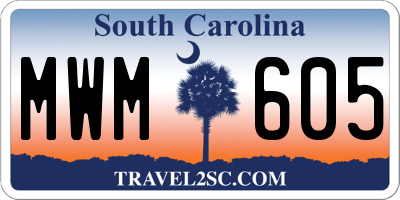 SC license plate MWM605