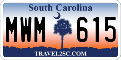 SC license plate MWM615