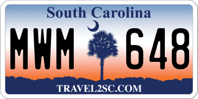 SC license plate MWM648