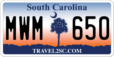 SC license plate MWM650