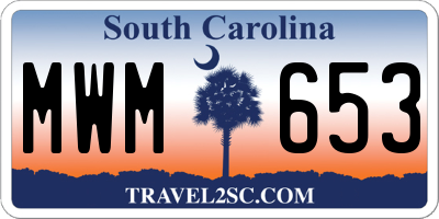 SC license plate MWM653