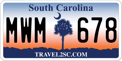 SC license plate MWM678