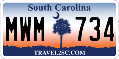 SC license plate MWM734
