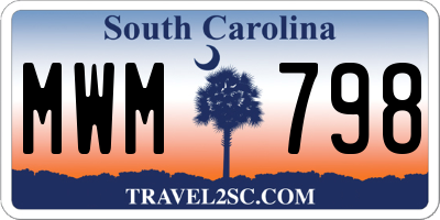 SC license plate MWM798