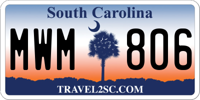 SC license plate MWM806
