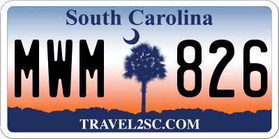 SC license plate MWM826