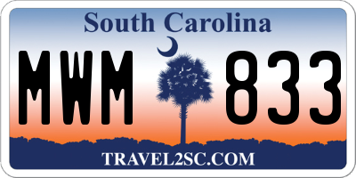 SC license plate MWM833
