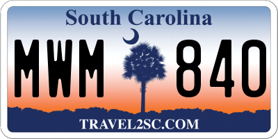 SC license plate MWM840