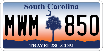 SC license plate MWM850