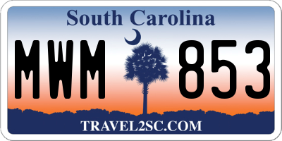 SC license plate MWM853