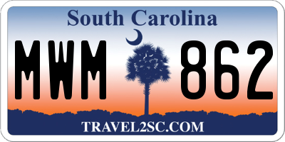 SC license plate MWM862