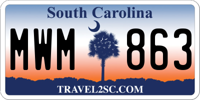 SC license plate MWM863