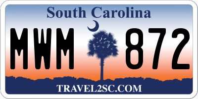 SC license plate MWM872