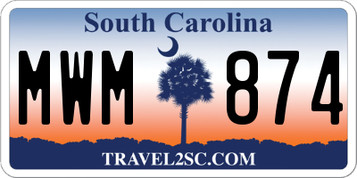 SC license plate MWM874