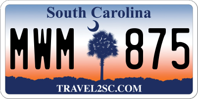 SC license plate MWM875