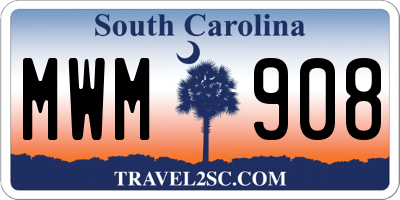 SC license plate MWM908