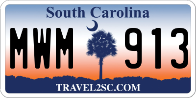SC license plate MWM913