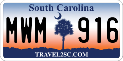 SC license plate MWM916
