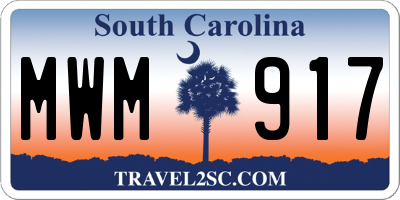 SC license plate MWM917