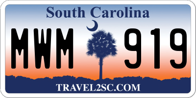 SC license plate MWM919