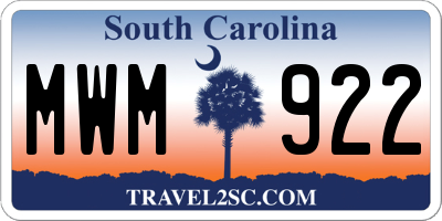 SC license plate MWM922