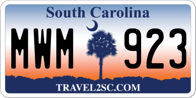 SC license plate MWM923
