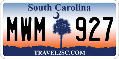 SC license plate MWM927