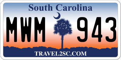 SC license plate MWM943