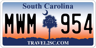 SC license plate MWM954