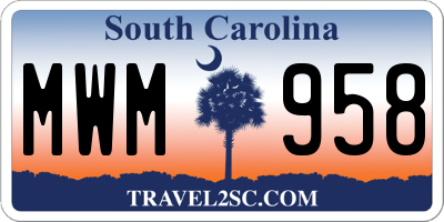 SC license plate MWM958