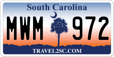 SC license plate MWM972