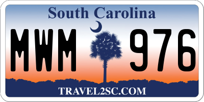 SC license plate MWM976