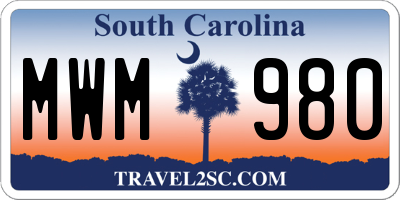 SC license plate MWM980