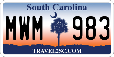SC license plate MWM983