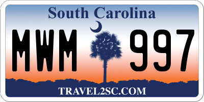 SC license plate MWM997