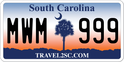SC license plate MWM999