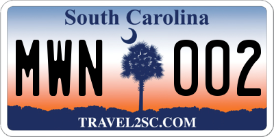SC license plate MWN002