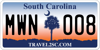 SC license plate MWN008