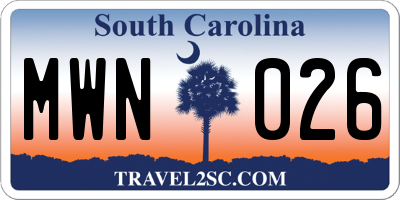 SC license plate MWN026