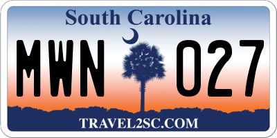 SC license plate MWN027