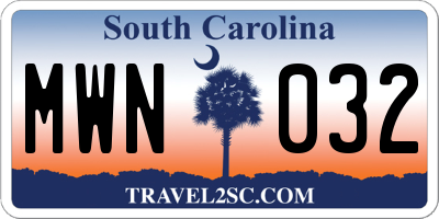 SC license plate MWN032