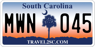 SC license plate MWN045