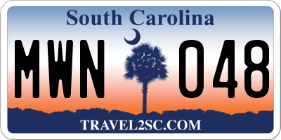 SC license plate MWN048