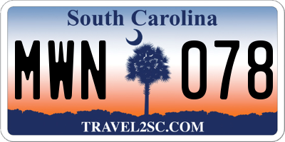 SC license plate MWN078