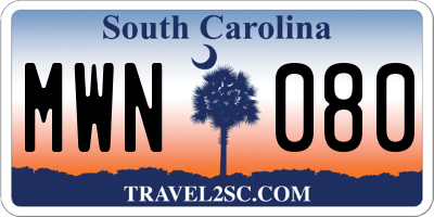 SC license plate MWN080